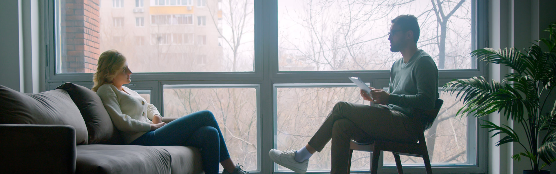two people having a serious talk