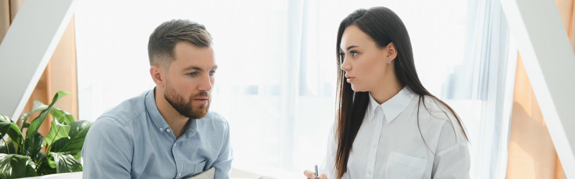female giving advice to the man